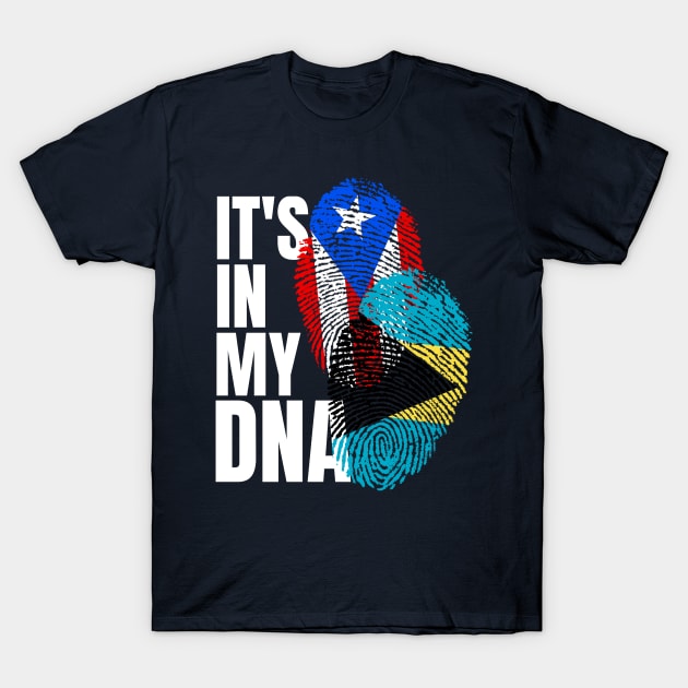 Puerto Rican And Bahamian Mix DNA Flag Heritage Gift T-Shirt by Just Rep It!!